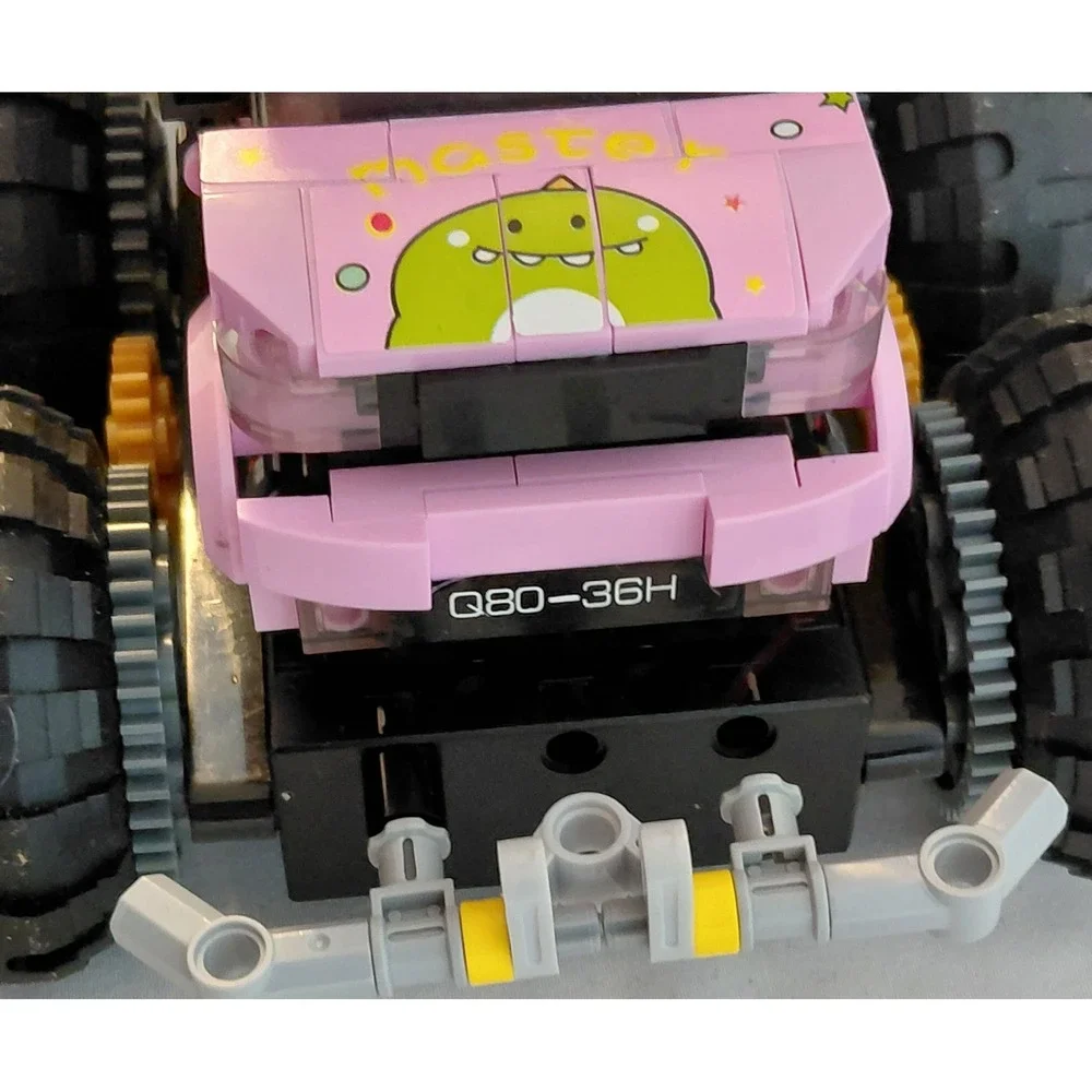 Pink RC Monster Truck Building Blocks Toy Set with Remote Control - Tested Works